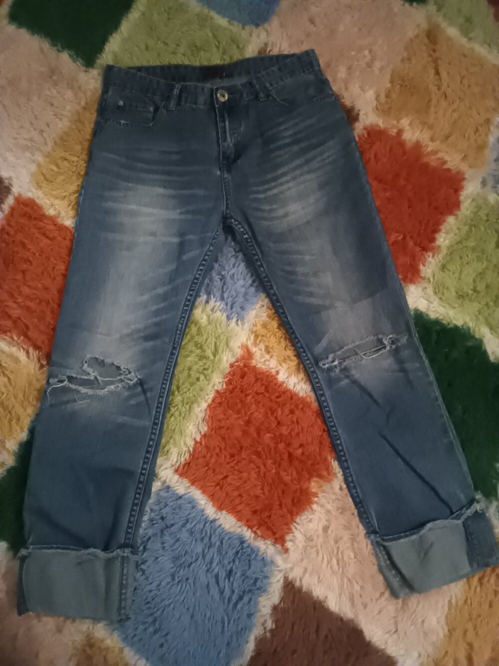 Pol straight leg jeans with sewn ankle cuff size medium